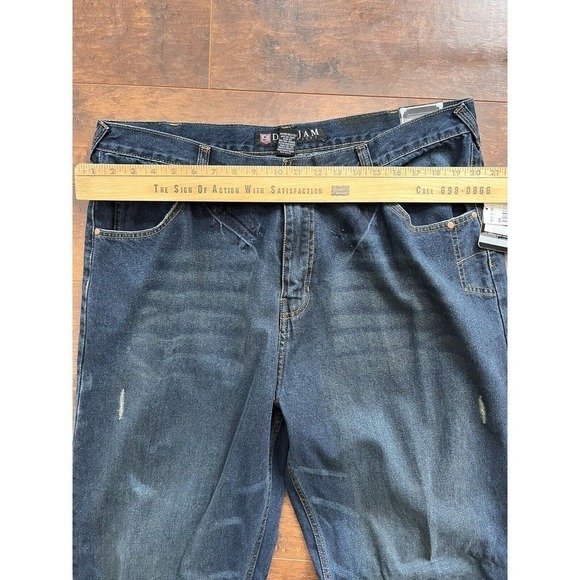 Vintage NWT Y2K Def Jam Baggei Straight Leg Distressed Embroidered Jean 40x34 - Picture 4 of 10